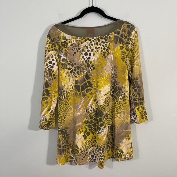 Hearts of Palm Women's Yellow & Green Animal Print Tunic Top Size S - Picture 5 of 5